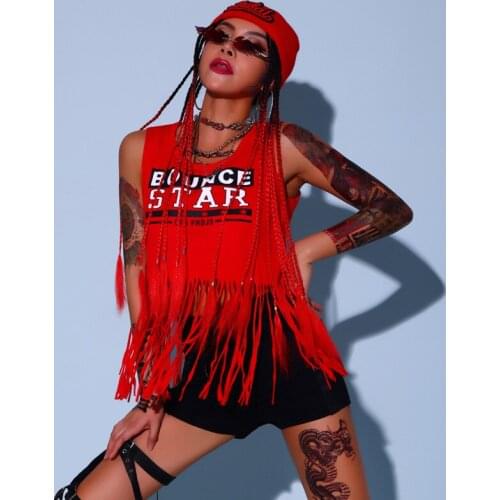 Fringe Jazz Dancewear Hip Hop Clothes Teen Girls Clothing Cheerleader Uniform Music Festival Outfits Performance Costume DL7932