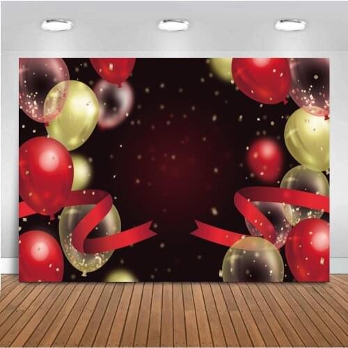 Red Ribbons Glitter Gold Light Bokeh Photography Backdrops Newborn Baby 1st Birthday Kids Women Art Photo Backgrounds For Studio