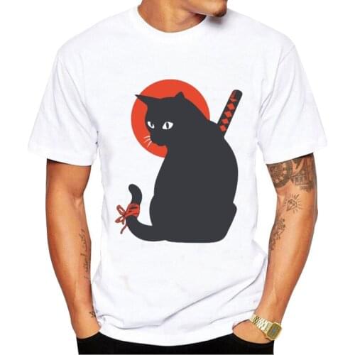 Summer Mens High Quality Funny streetwear cat print T shirt casual loose short sleeve men tshirt o-neck t-shirt tee