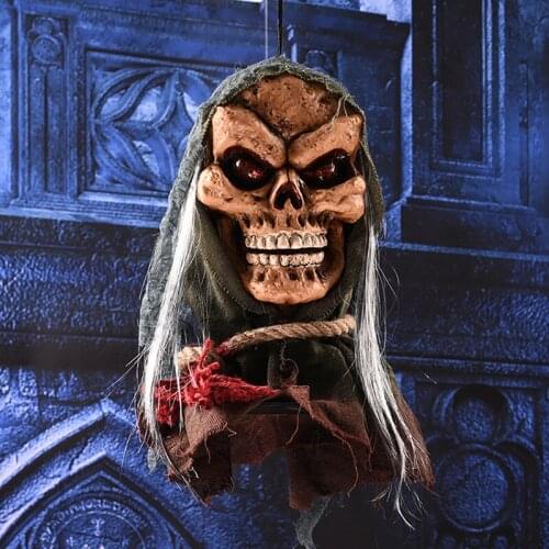 Halloween Horror Decoration Electric Hanging Ghost Party Secret Room Tricky Ornaments Arrangement Voice Control Switch Skull