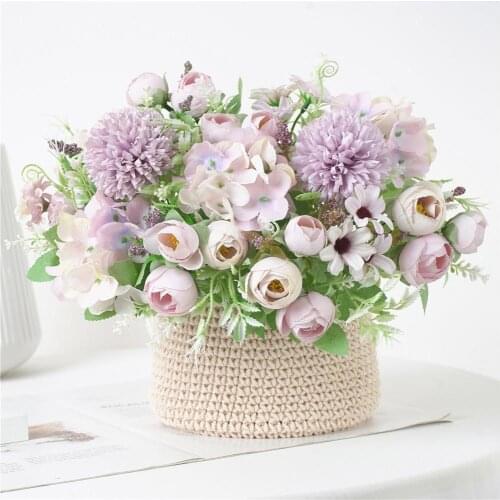 Flores Artificiais Beautiful Artificial Silk Fake Flowers Wedding Valentines Bouquet Bridal Decor Wedding Party Home DIY#W