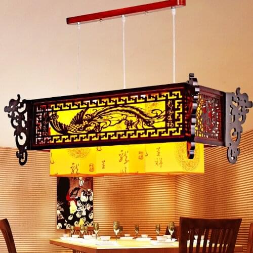 Chinese Solid wood pendant lamp living room sheepskin antique wooden pendant lights special Tea House Restaurant lamp LU620ZL497