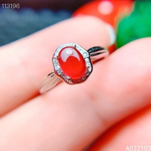 KJJEAXCMY fine jewelry 925 sterling silver inlaid natural ruby Womens fashion adjustable oval gem ring support detection