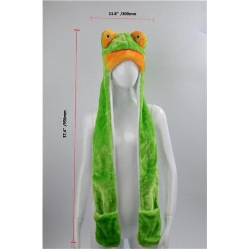 Cute Plush Animal Hat Frog Ladybug Penguin Bunny With Paws For Adult Winter Scarf Hat Gloves Set
