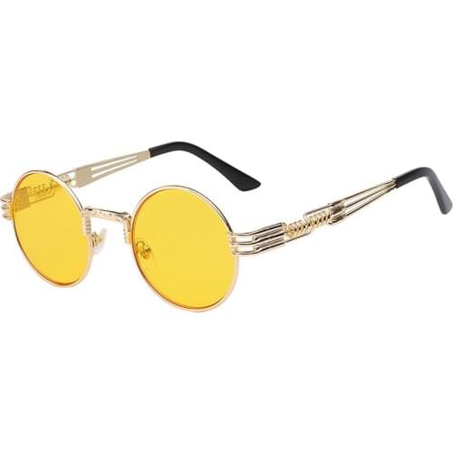 Retro Gothic Steampunk Style Round Sunglasses Fashion Men Women Brand Designer Round Frame Metal surround frame Sunglasses