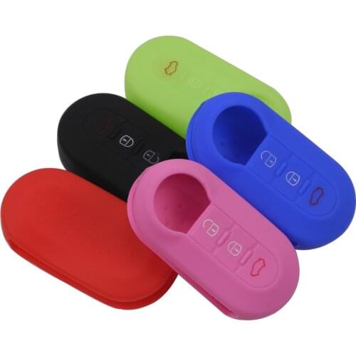 Kutery 10PCS Silicone Colorful 3 BTN Remote Key Case For Fiat 500 Panda Punto Bravo Lancia Ypsilon Stilo Ducato Protect Replace