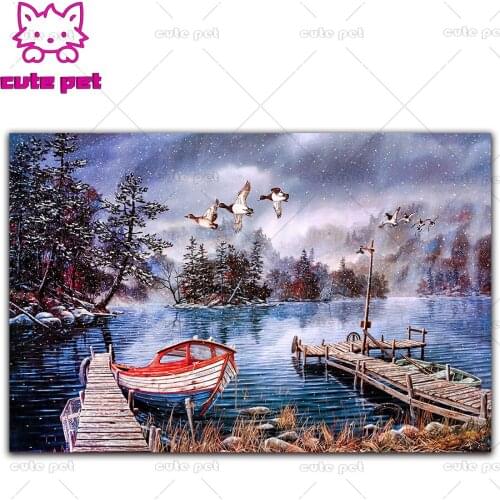 DIY square round Diamond Painting Autumn lakeside scenery CrossStitch Diamond Mosaic Diamond Embroidery Pattern Rhinestone Decor