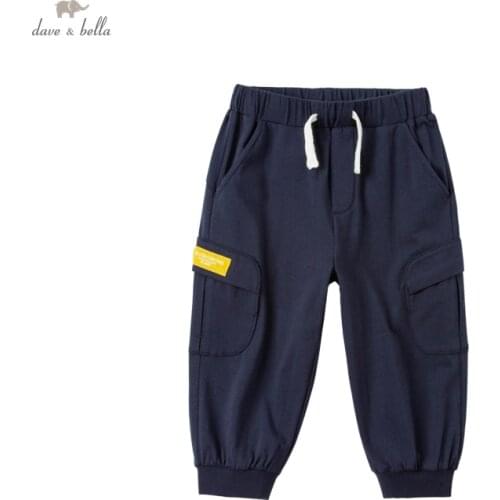 DKS16649-3 dave bella summer 5Y-13Y kids boys fashion casual striped pockets pants children boutique casual full-length pants