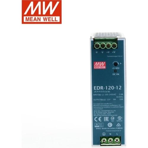 MEAN WELL EDR-120-12 120W 12V DIN Rail Switching Power Supply 110V/220V AC to 12V DC 10A Industrial Power Unit