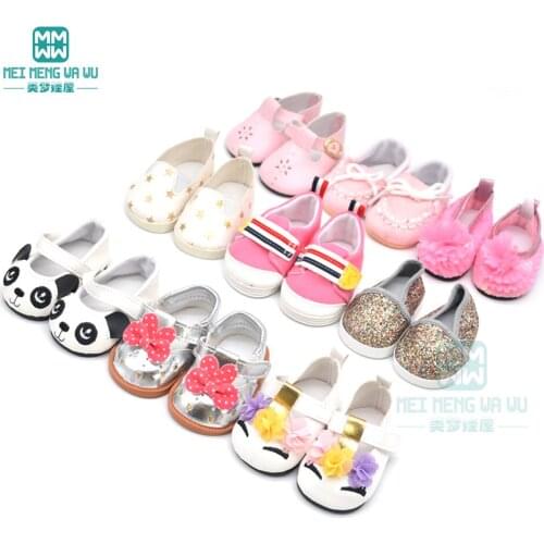 7.5cm Mini shoes for doll fits 43 cm toy new born dolls and american doll accessories princess shoes, casual shoes
