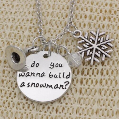 Fashion Necklace magic hat snowflake Do you wanna build a snowman crystal Gifts Alloy Necklace Chains Jewerly For Women N2016