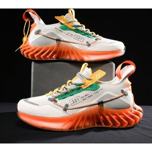 Trendy Mesh Men Reflective Sneakers Damping Blade Running Shoes Men Luxury Brand Sneakers Antiskid Sport Shoes Zapatillas Hombre