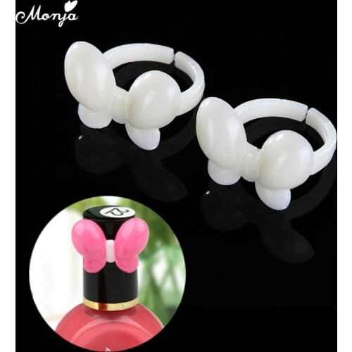 Monja 50Pcs Butterfly Nail Polish Color Display Tips Fake Nail Ring Board Practice Ring Natural Full Cover Nail Art Tools