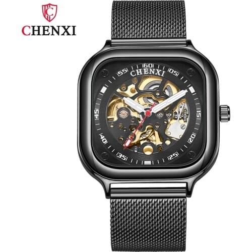 2021 CHENXI Mens Mechanical Wristwatch Top Brand Stainless Steel Skeleton Sports Waterproof Automatic Watch Man Relogio Masculi