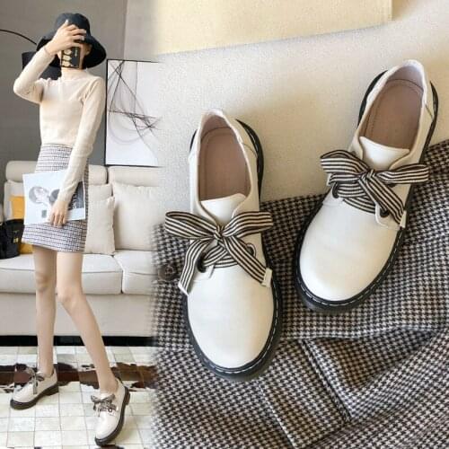 Spring/Autumn Fashion The New Womens Shoes Butterfly-Knot Square Heel Round Toe Casual Large Size Breathable Lace-Up Shallow PU