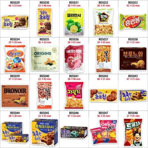 New Korean Snacks Food Pattern Planar Resin Printed 30pcs/lot for Hair Bows Planar Resin Crafts