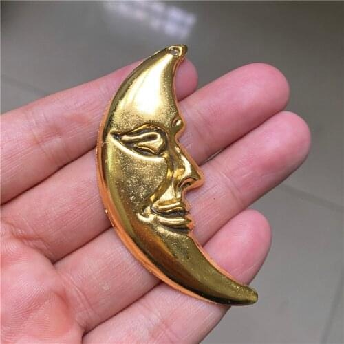 2pcs Big Moon Charm with Smile Face Antique Gold Color Large Moon Charm Big Moon Pendant Retro Necklace Accessories DIY Jewelry