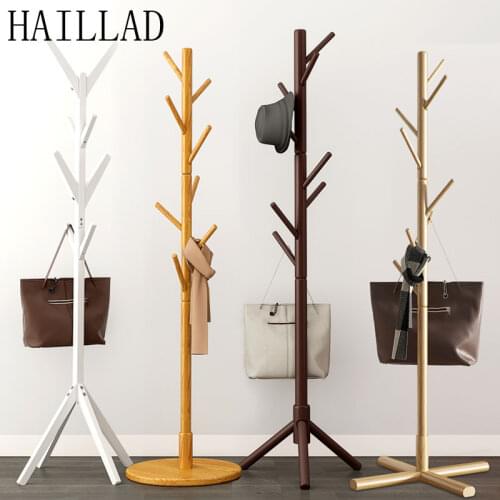 Original Pine Wood Hanger Floor Standing Coat Rack Clothes Hanger Stand Floor Multi-function Rack Bedroom Storage Organizer