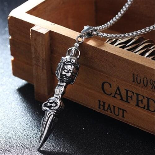 316L Stainless Steel Esoteric Buddhism vajra Pendant Necklace Stainless Steel Comprehensive Buddha Style Vajra Pendant Necklace