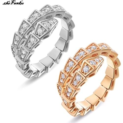 AAA Cubic Zirconia Snake Adjustable Rings Original Quality Fashion Ring for Women Jewelry Lovers Gifts