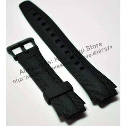 17mm Black Rubber Watch Band / Strap Comp. for Casio AQ-160W , AQ-161W , AQ-163W , AQ-163WG