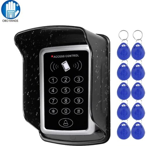 RFID Keypad Keyboard Access Control System Waterproof Cover Outdoor 10pcs EM4100/TK4100 Keyfobs Door Opener for Home Lock System