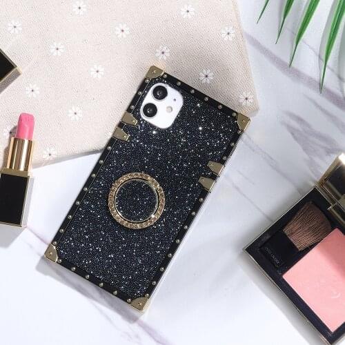 Luxury Shiny Rhinestone Phone Case for Samsung S21 Ultra S20 FE Plus S10 Lite S10e S9 S8 Soft TPU Glitter Ring Holder Back Cover