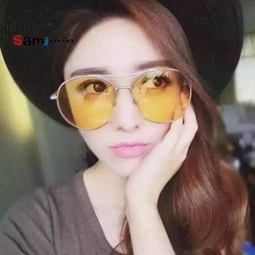 Samjune New Fashion Sunglasses Women Double Beam Round Sunglasses Men Clear lens Vintage Round Glasses UV400 K9023