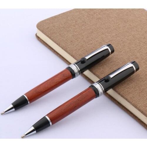 School good quality black red wooden silver Slender Hot Sale Ballpoint Pen