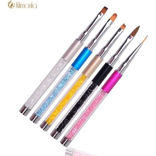 Rhinestone Nails Art Brush Crystal Metal Acrylic Handle Carving Gel Polish Decoration Painting Drawing Salon Nail Art Pen 5stye