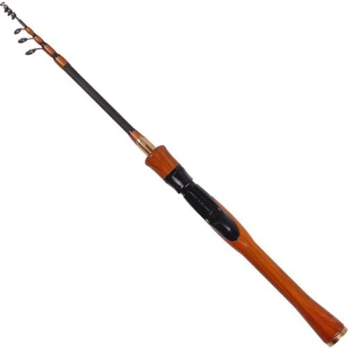 Hot-Carbon Telescopic Fishing Rod 168cm Ul Adjustable Telescopic Lure Rod Throwing Rod Solid Wood