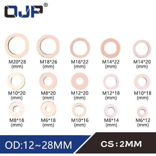 5Pcs DIN7603 M6 M8 M10 M12 M14 M16 M18 M20 T3 O Ring Gasket Sealing Ring Copper Washer Boat Crush Washer Flat Seal Ring Fitting