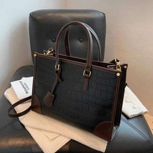 Vintage Crocodile Pattern Big Women Handbags Brand Designer Female Briefcase Large Capacity Ladies Shoulder Crossbody Bags 2021