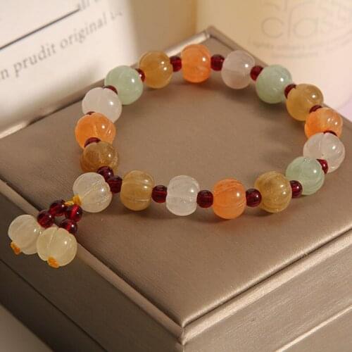 Chinese style Womens golden silk jade pumpkin bead bracelet abalorios pulseras браслеты на руку женские браслет для женщин