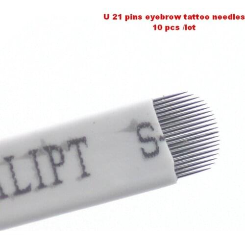 10 pcs /Lot 21 UShape Pins Flat Blades For Professional Permanent Makeup Eyebrow Pen Manual Tattoo Needles Supply Free Shipping