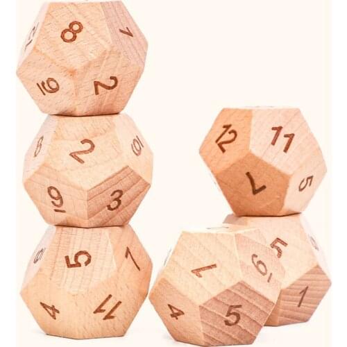 12 Side Sculpture Digital Dice Solid Wooden Dice For Board Games Accessories