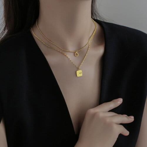 316L Stainless Steel High-end Jewelry 2 Layer Geometric Heart Couple You & Me Charms Chain Choker Necklaces Pendants For Women