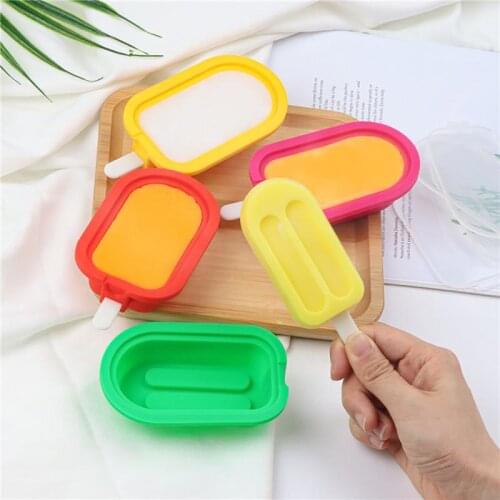 4Pcs DIY Silicone Ice Cream Mold with Lid Handmade Eco-Friendly Popsicle Mold Dessert Freezer Juice Ice Cube Tray Maker Mould