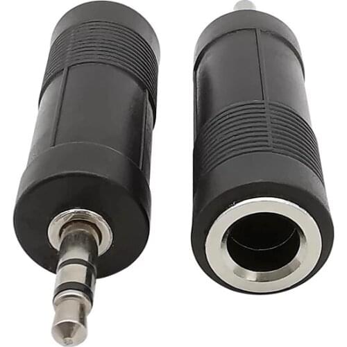 50Pcs Audio Converter Connector 3.5mm Male Plug to 6.5mm Female Socket Stereo Audio Mic Adapter Converter for Mobile Phone