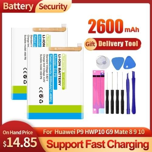 DEJI For Huawei P9 Battery HWP10 G9 mate 8 9 10 zero cycle Real Capacity Internal Bateria Replacement Batarya With Free Tool Kit