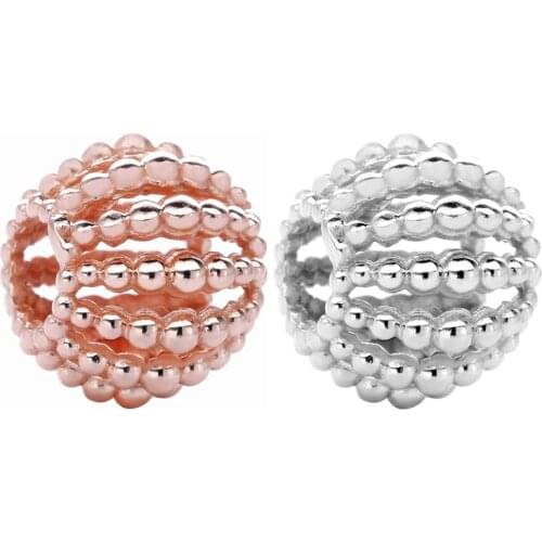 Free Shipping Authentic 925 Sterling Silver Beaded Openwork Charm Fit Original Pandora Bracelet For Women DIY Jewelry S925 Bead