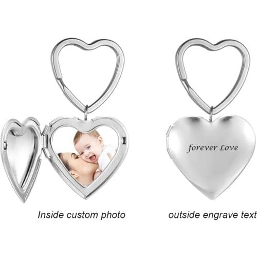 Heart photo Locket Custom Keychain Family Baby Photo Memory Jewelry Romantic Keyrings for Mother Daughter Love Birthday Gifts