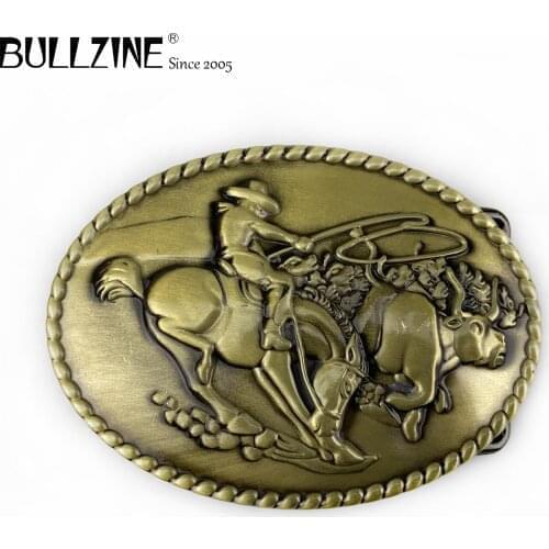 Bullzine wholesale zinc alloy western rodeo belt buckle 03574 Luxurious retro cowboy jeans gift belt buckle