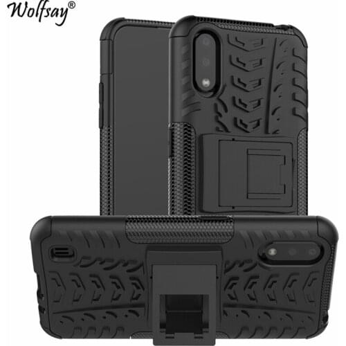 Wolfsay Case For Samsung Galaxy A01 Case Soft Rubber & Plastic Case For Samsung Galaxy A01 A 01 Cover Shockproof Kickstand