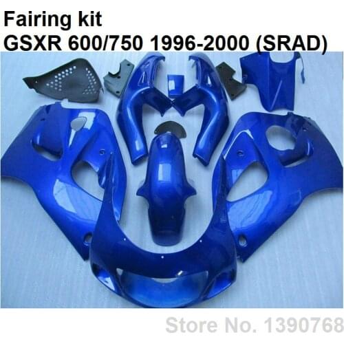Blue High quality fairings for Suzuki GSXR750 96 97 98 99 00 yellow blue fairing kit GSXR600 1996 1997 1998 1999 2000 LN08