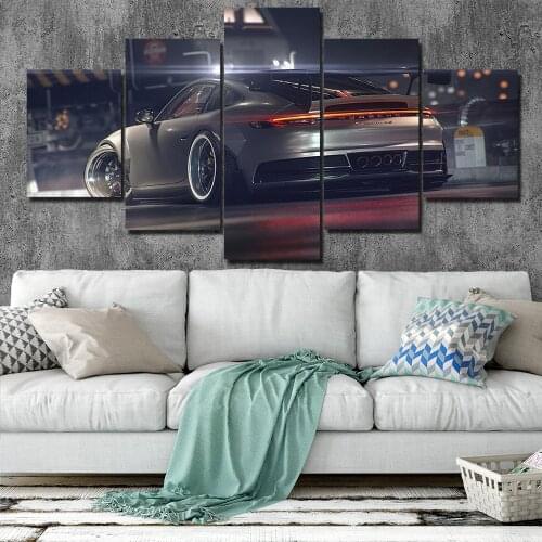 Home Decor Painting 5 Pieces Porsche 911 GT3 Car Canvas Print Poster Modern Wall Art Modular Picture Bedroom Background Frame
