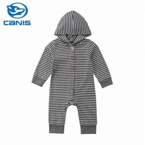 Newborn Infant Baby Boy Girl Long Sleeve Romper Jumpsuit Hooded Clothes Outfits Set Size 0-24M