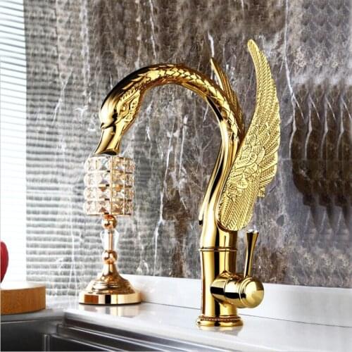 4 Color Brass Material Deck Mounted Cold & Hot Water of Artisitc Swan Faucet