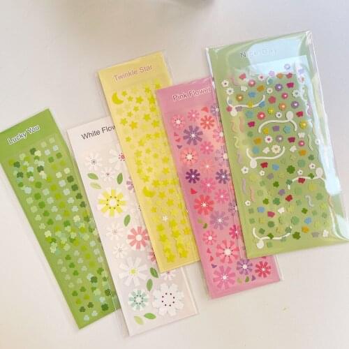 Summer flowers series stickers flower decoration DIY laser stickers PET seamless card material stickers