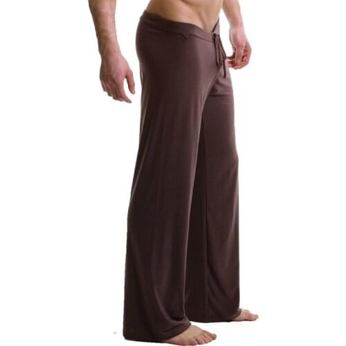 Hot yoga pants Brand mens home pants pyjamas pure color bandwidth loose ice silk nylon XXL pants Yoga Pants